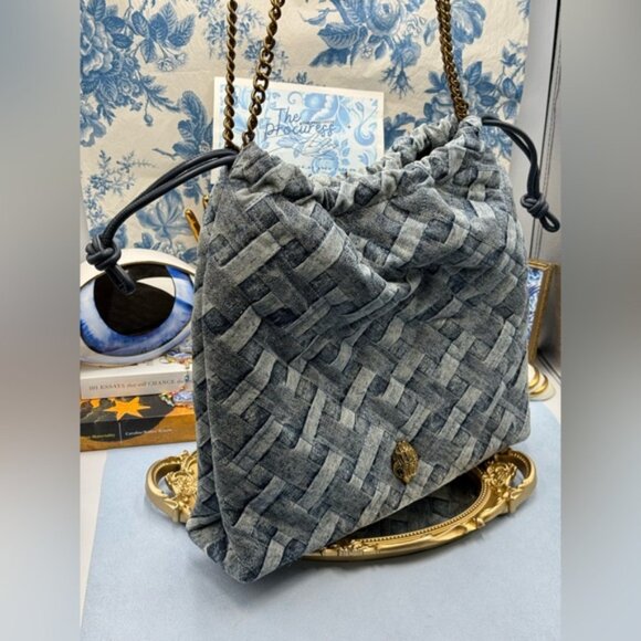 🆕 KURT GEIGER LONDON 🧿 NWOT Kensington Denim Drawstring Shoulder Bag - Picture 4 of 16